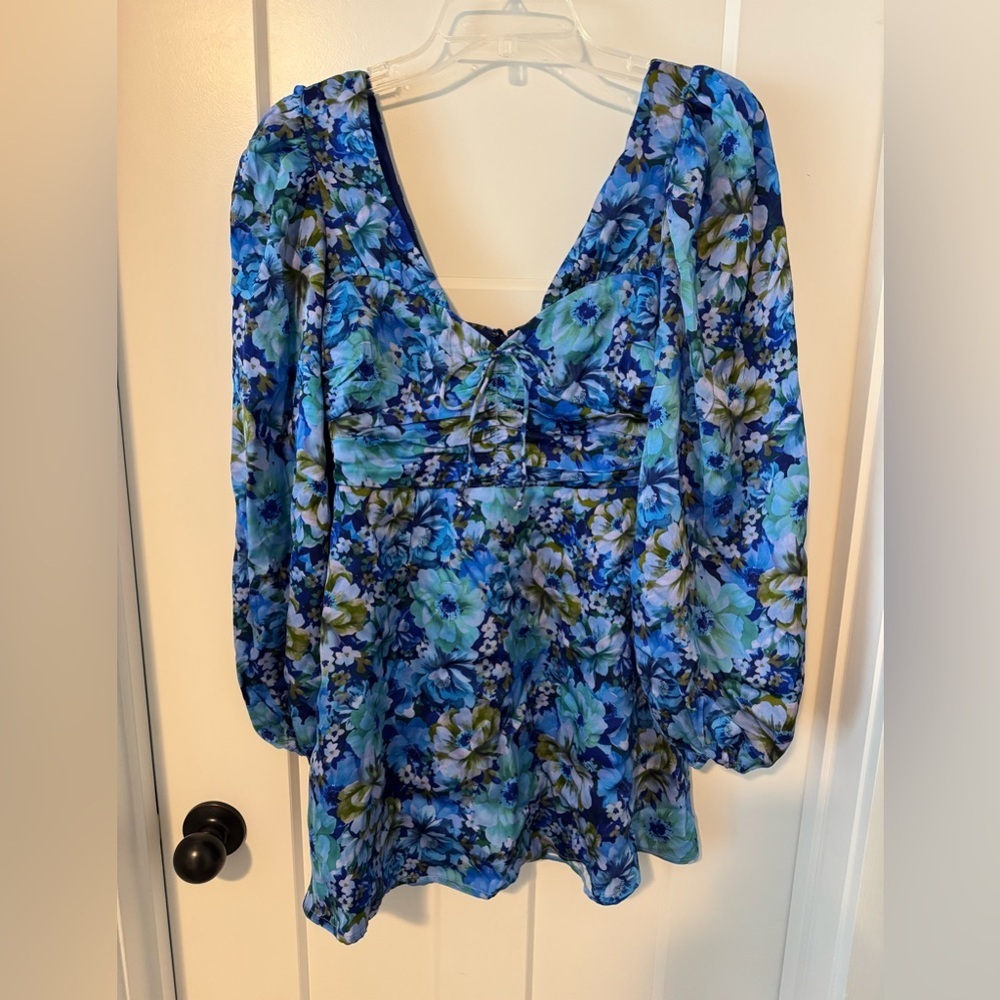 For love and lemons Astor floral blue mini dress - Picture 8 of 14